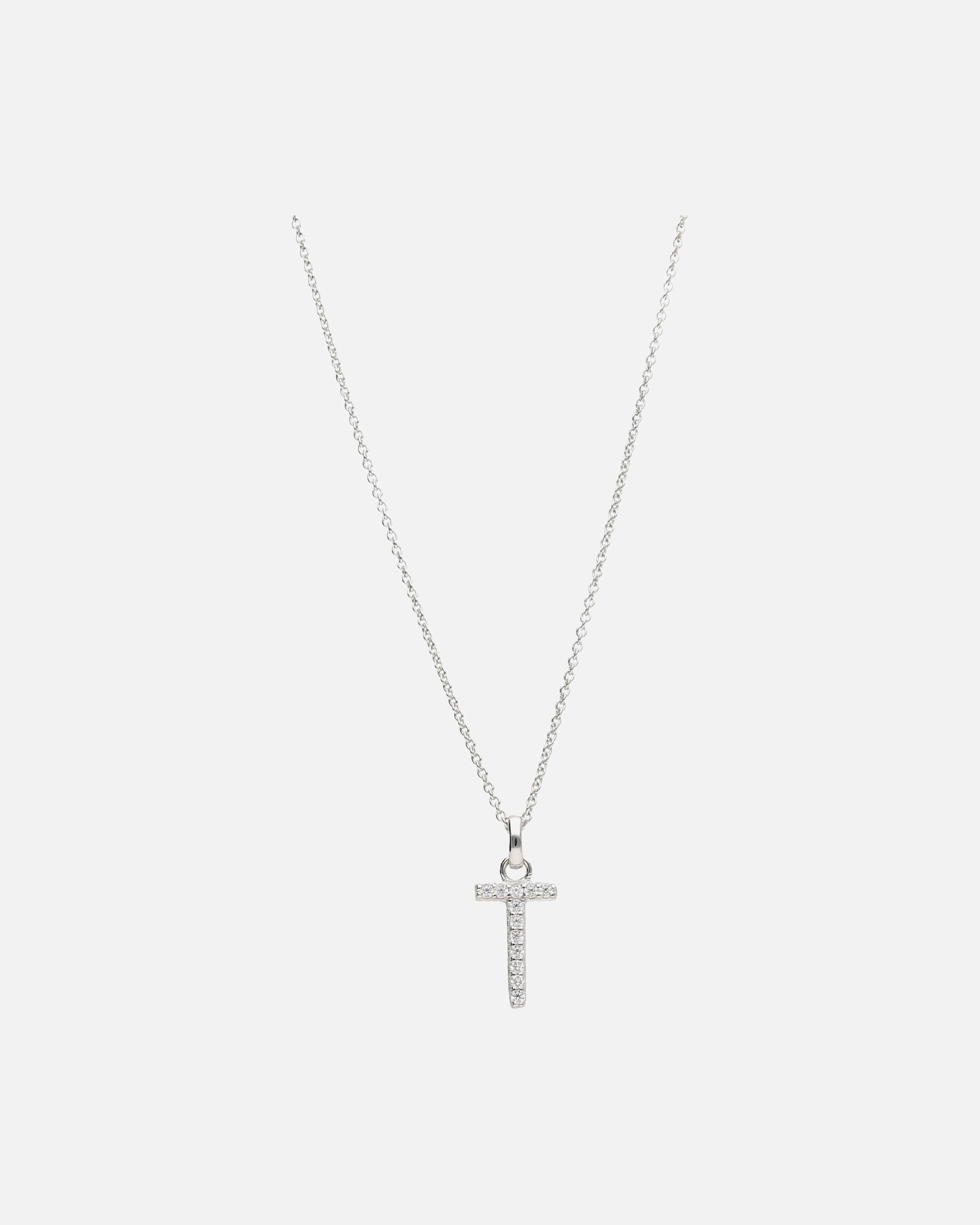 Halskette für Weiblich Smart Jewel Kette Buchstabe T mit Zirkonia Steine, Silber 925 45 cm