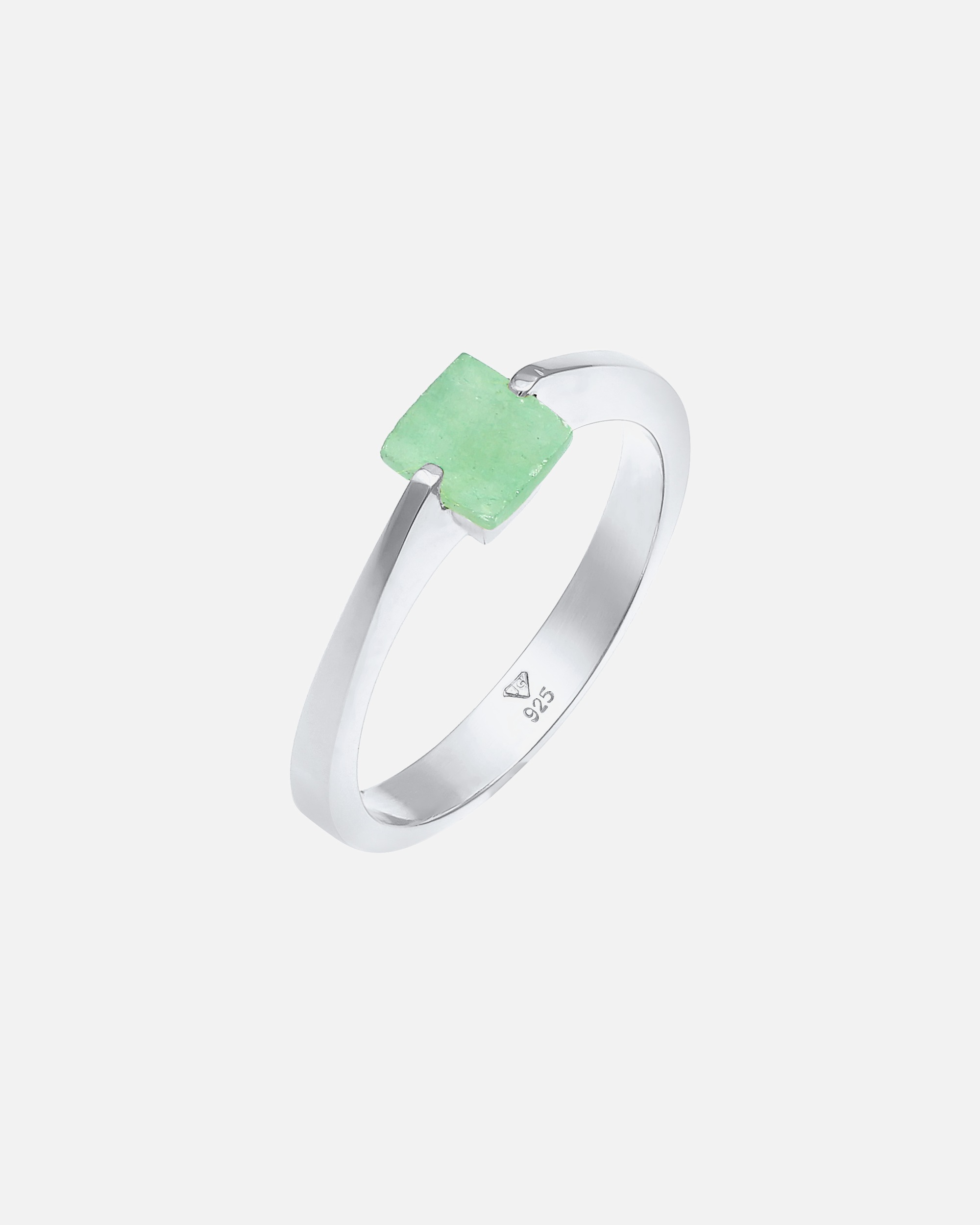 Ring für Weiblich Elli PREMIUM Jade Grün Viereck Klassik 925 Silber vergoldet 66