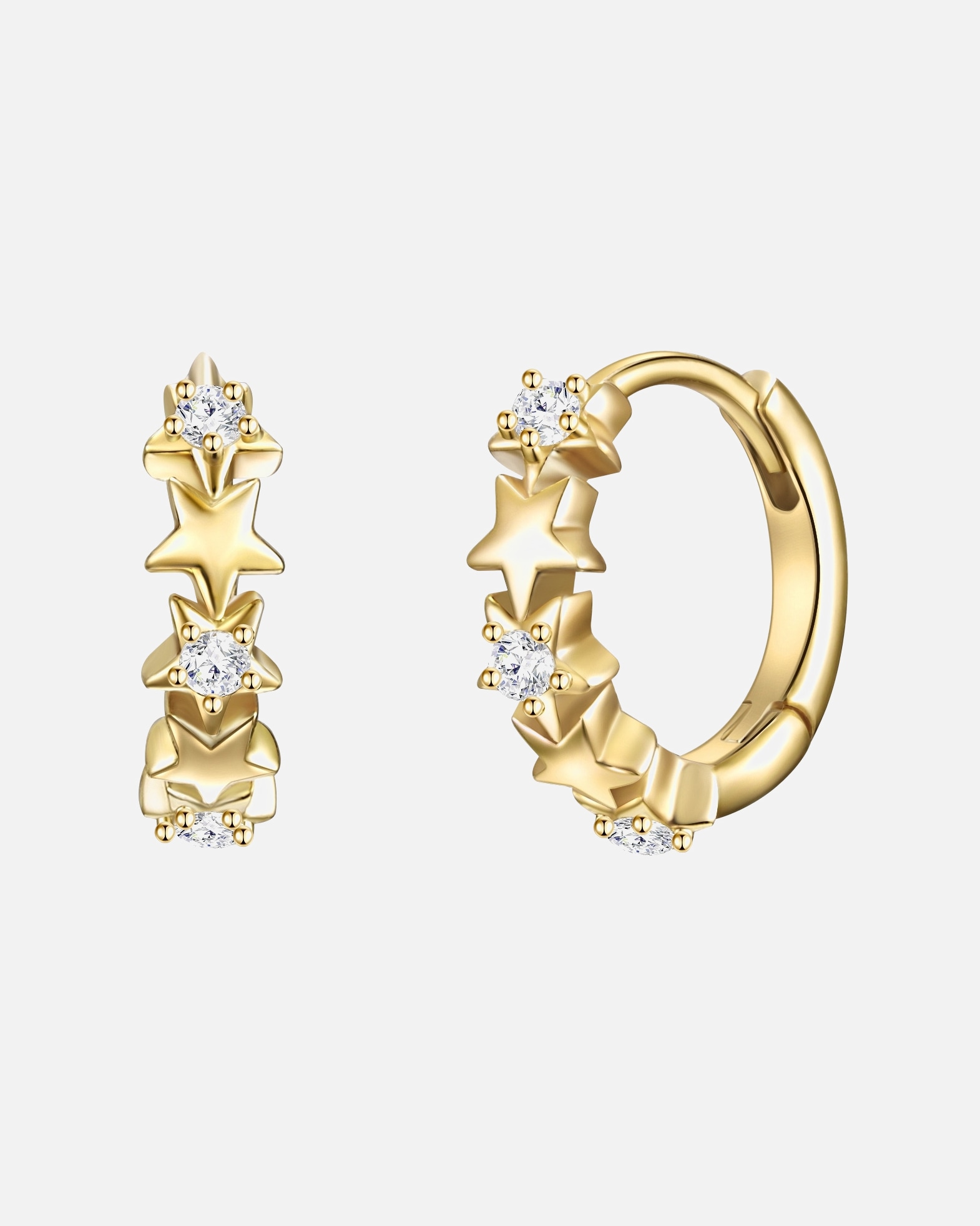 Ohrringe für Weiblich Glanzstücke München Creolen Sterne Sterling Silber Zirkonia in Gelbgold 1 Stück