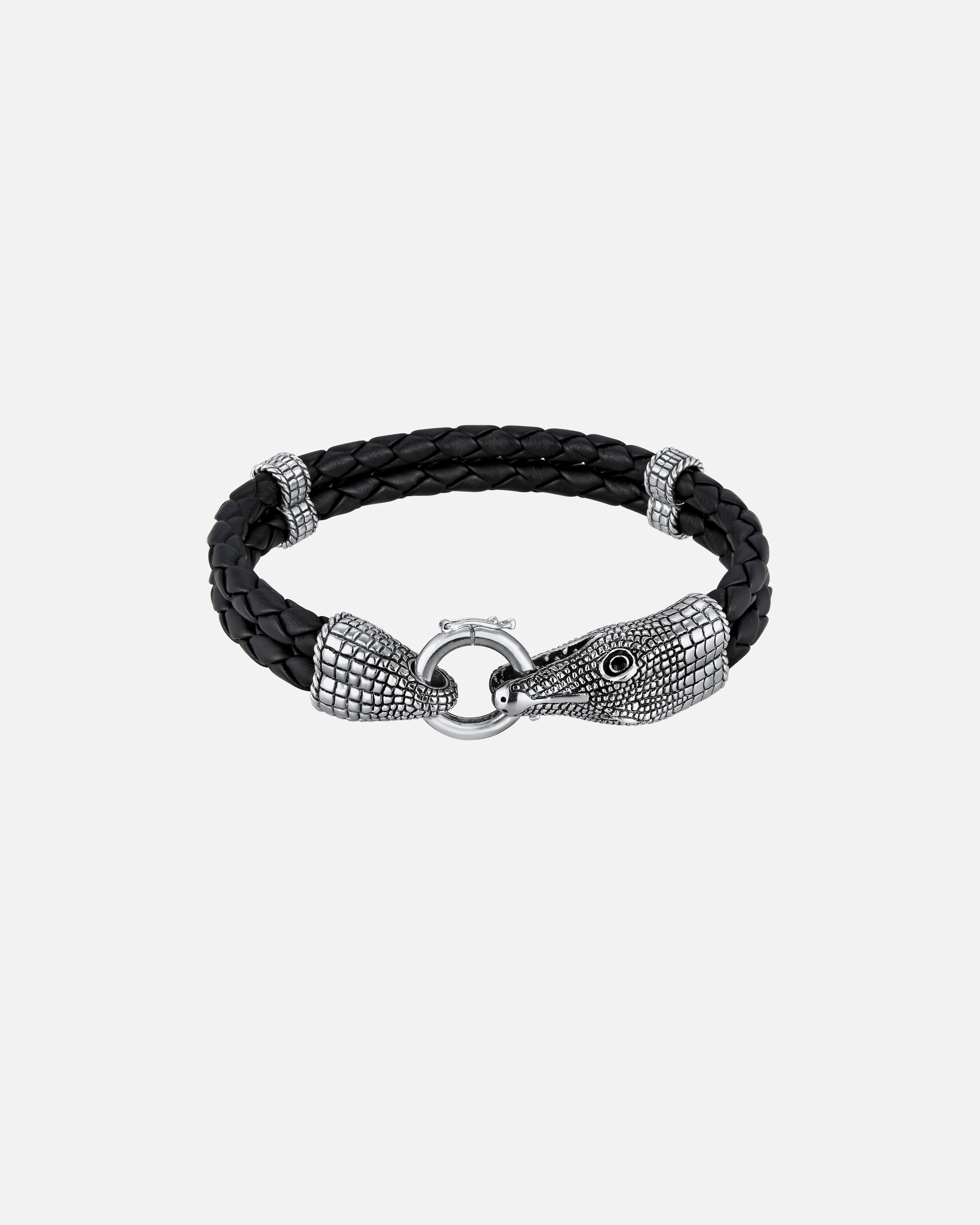 Armband für Männlich KUZZOI Herren Lederband Krokodil in 925 Sterling Silber 1 Stück