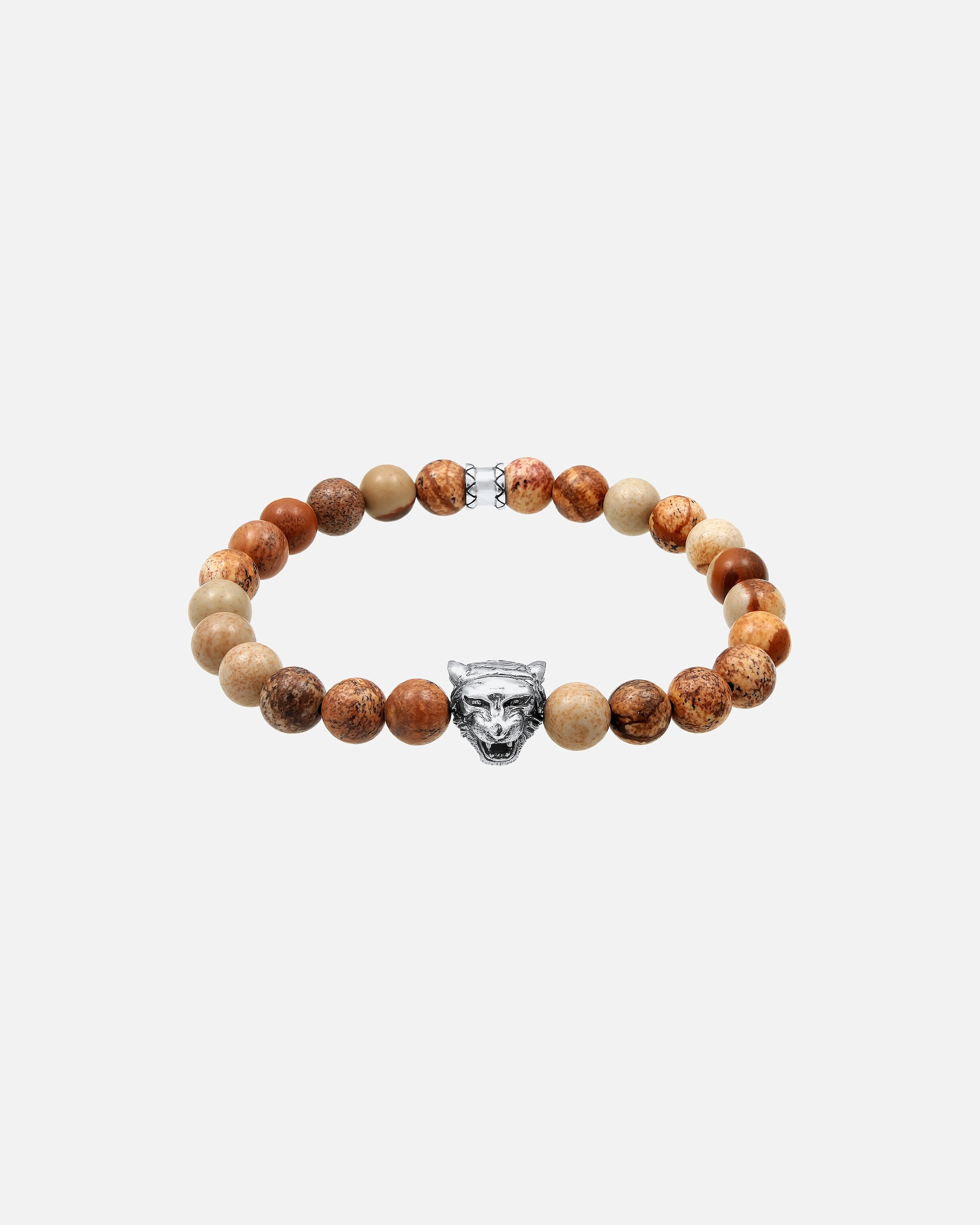 Armband für Männlich KUZZOI Herren Tiger Kopf Achat Jasper Look 925er Silber 1 Stück
