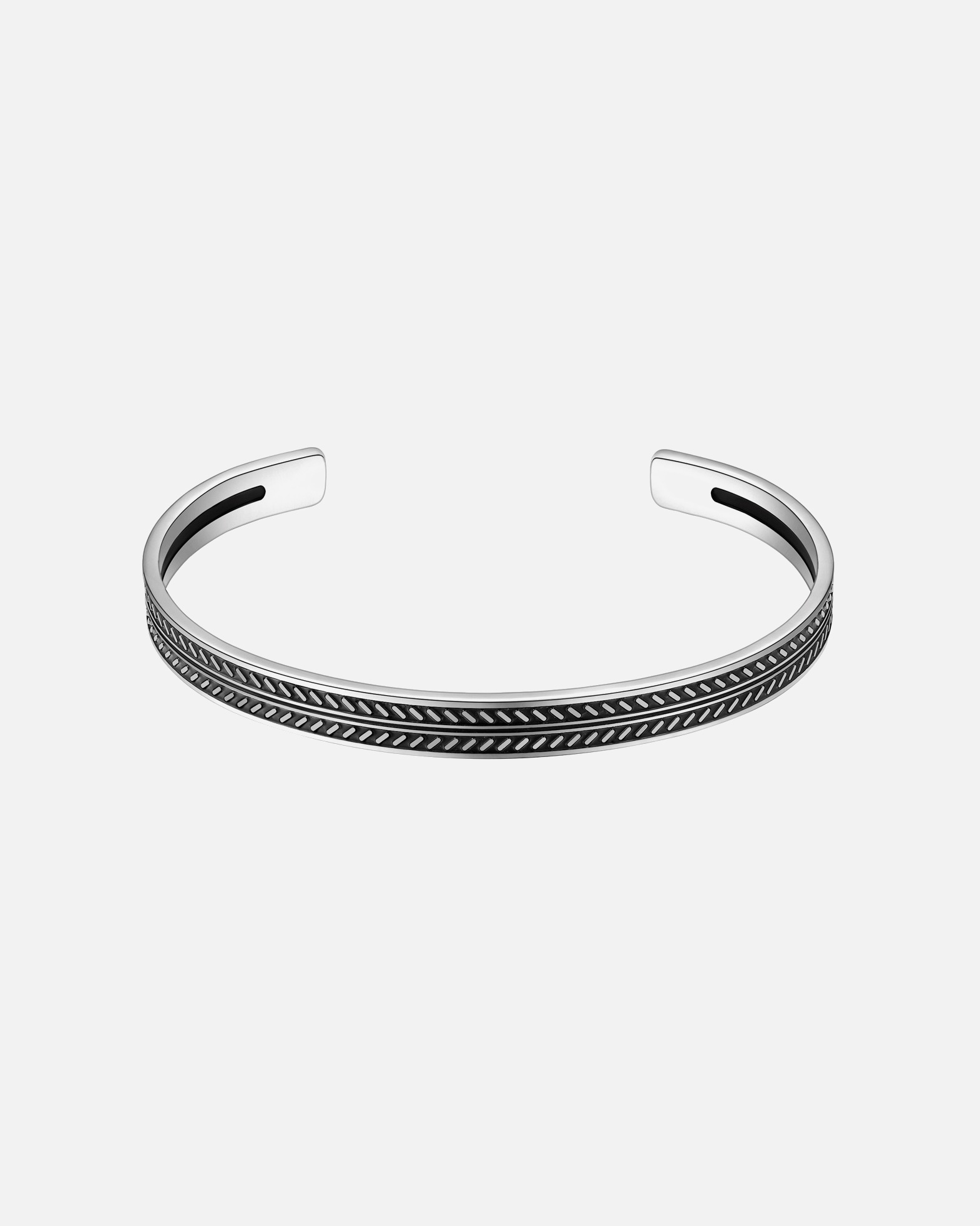 Armreif für Männlich True Rebels Armband aus Edelstahl in Silber/Schwarz 1 Stück