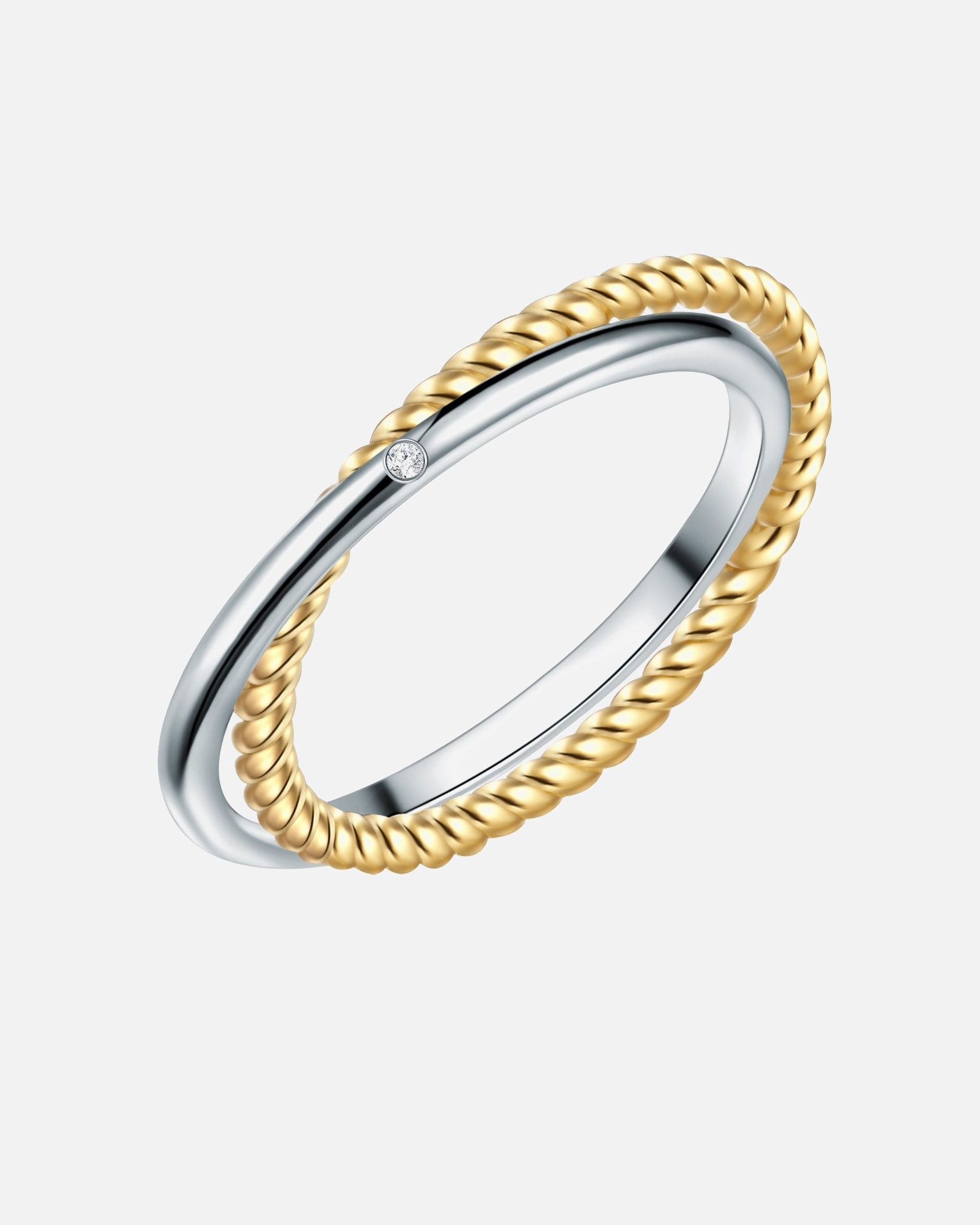 Ring für Weiblich Lulu & Jane Diamant-Ring Sterling Silber Diamant in Silber/Gelbgold 52