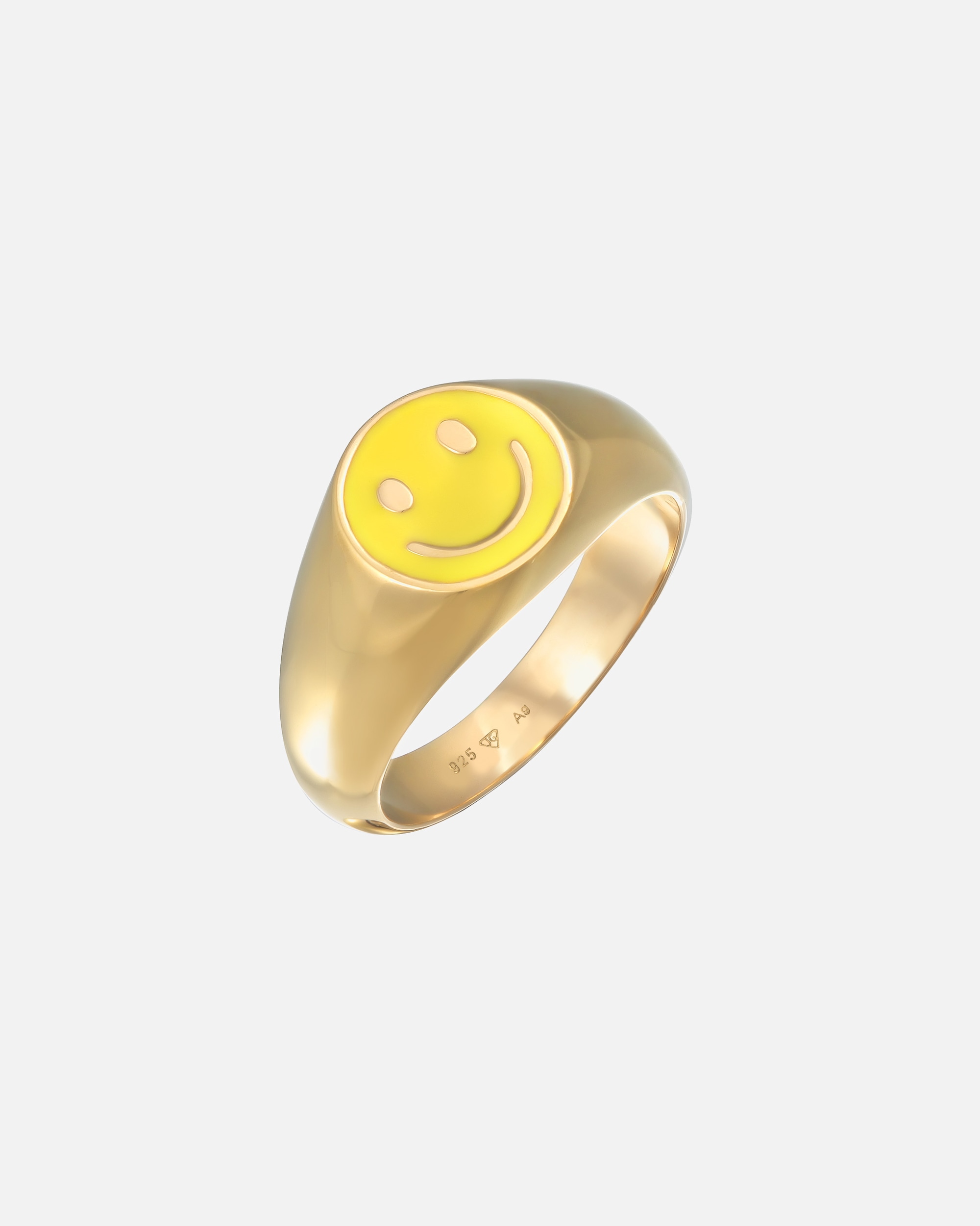 Ring für Männlich KUZZOI Herren Siegelring mit Smiling Face Emaille 925 Silber 62