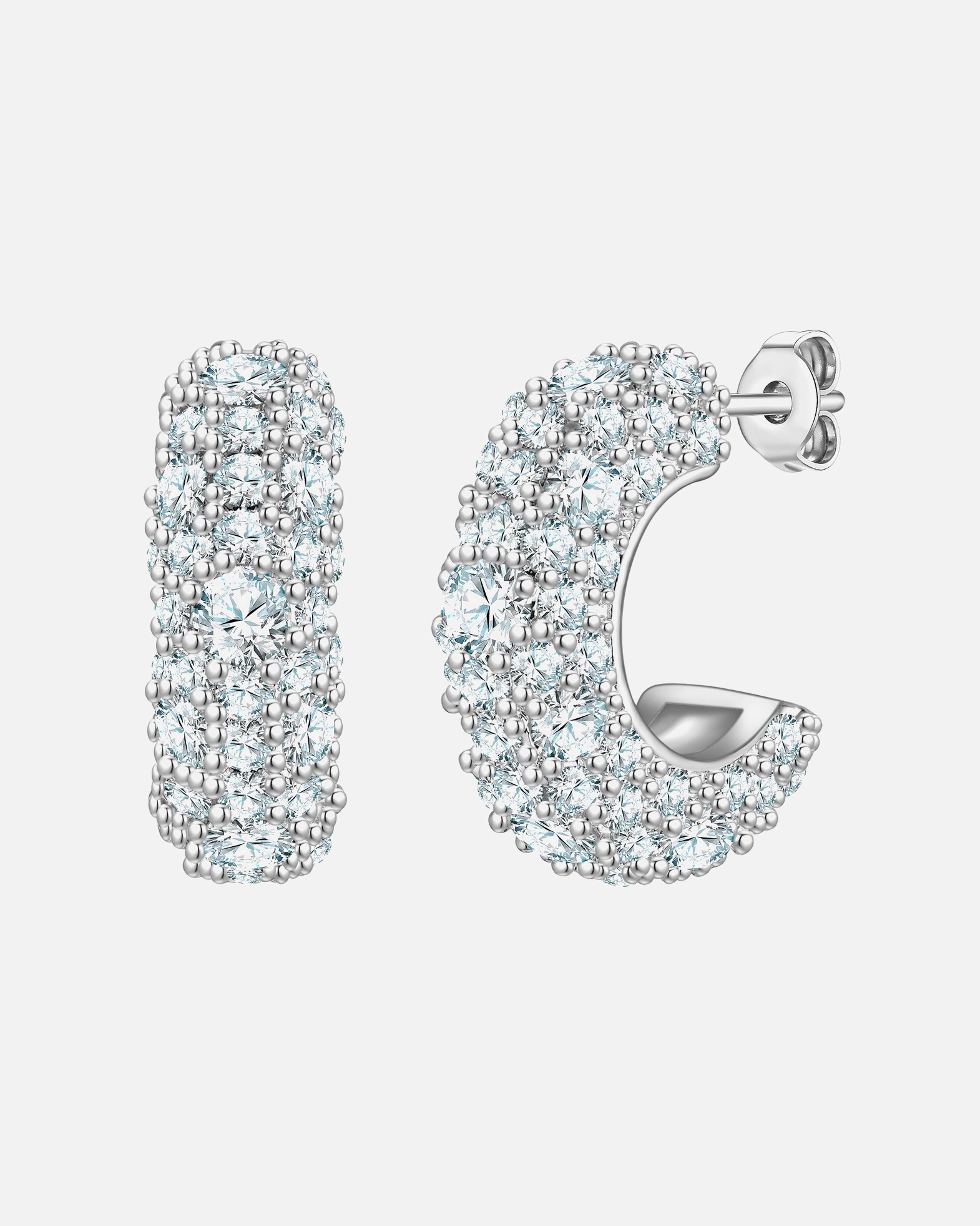 Creolen für Weiblich Yokoamii Creolen aus Messing in silber mit Zirkonia 19,8 mm