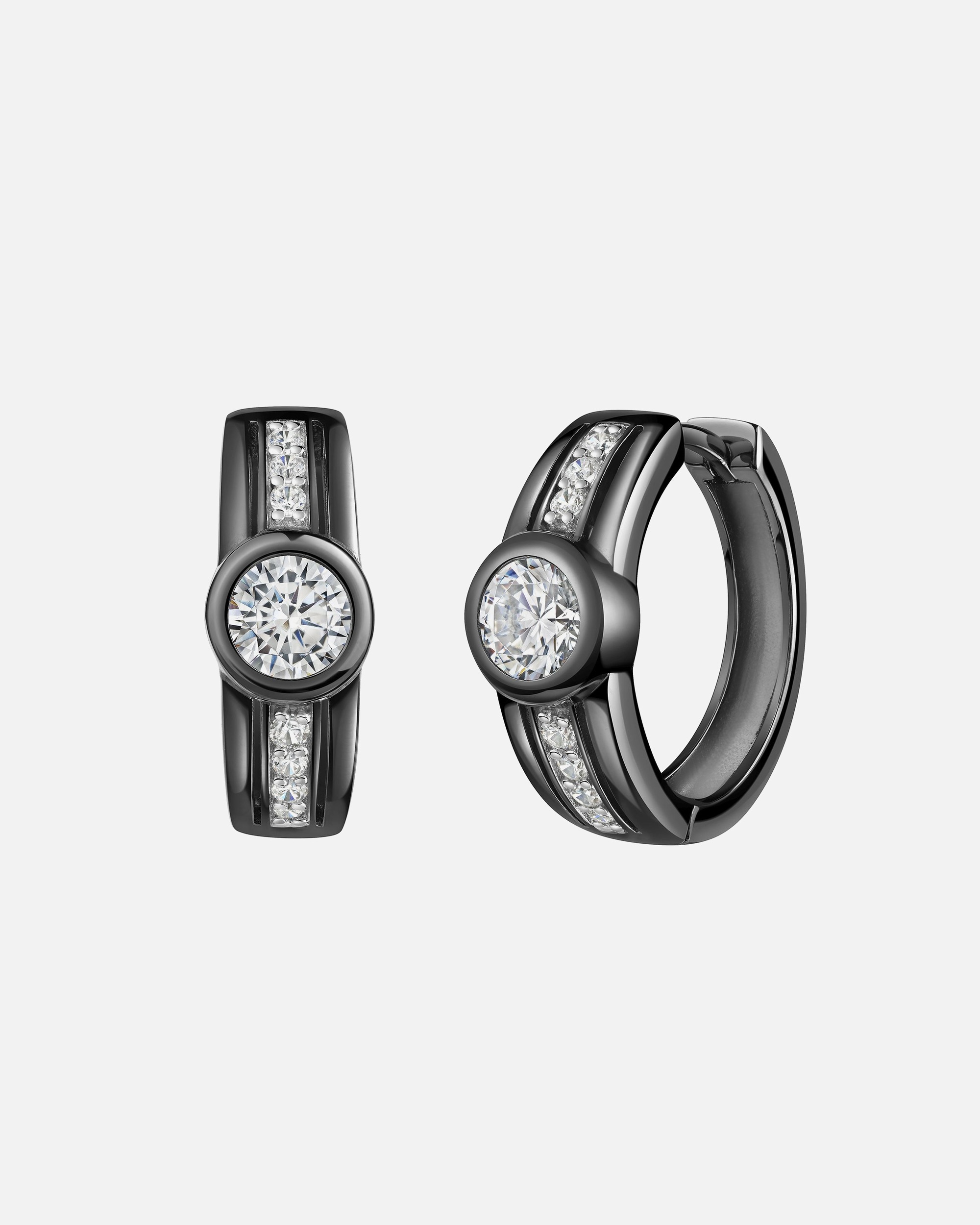 Creolen für Weiblich Celesta Creolen 925 Sterling Silber rhodiniert/schwarz Zirkonia 925/- Sterling Silber Zirkonia weiß weiß