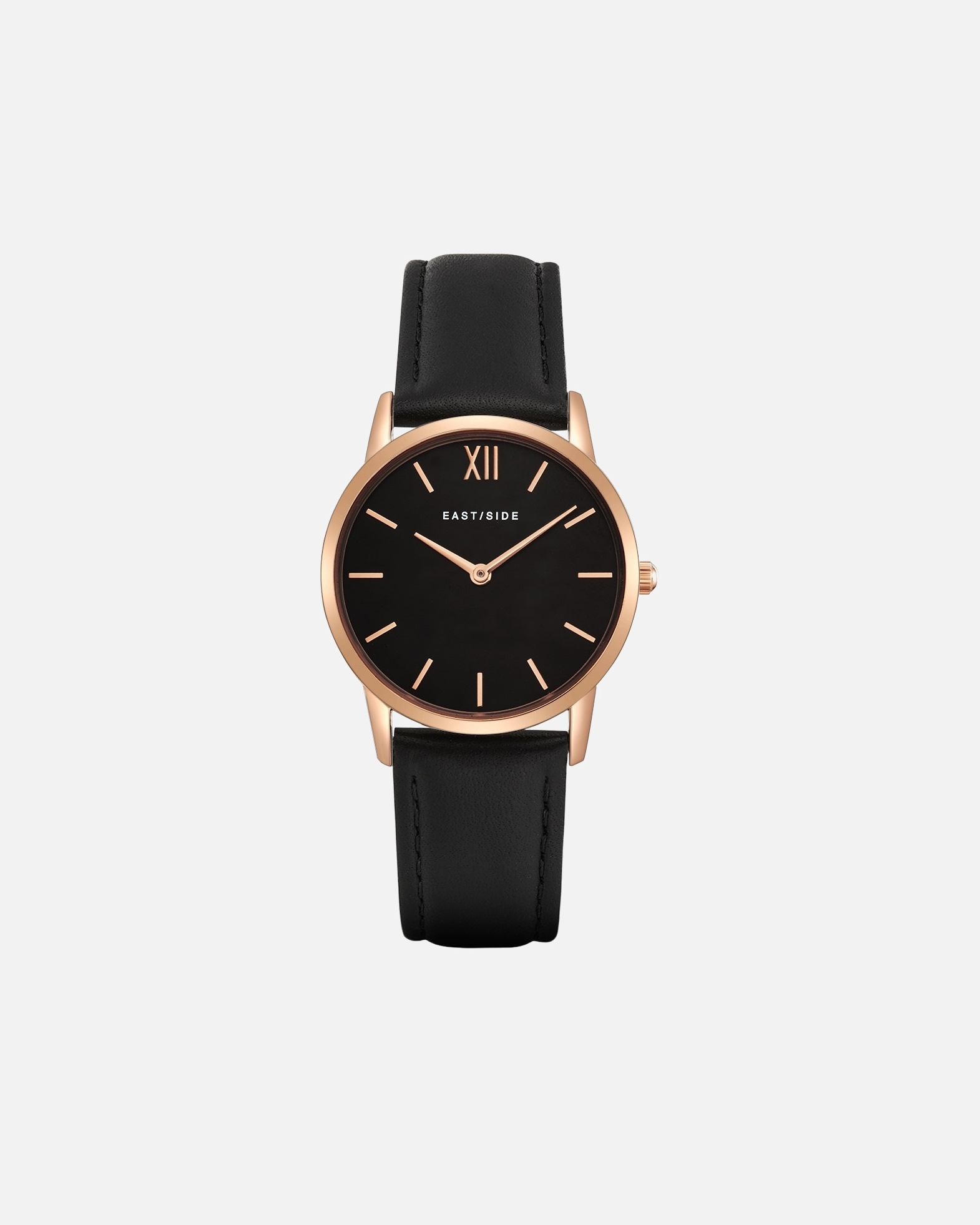 Uhr für Weiblich Quarzuhr Upper Union in Roségold Echtleder in Schwarz 1 Stück