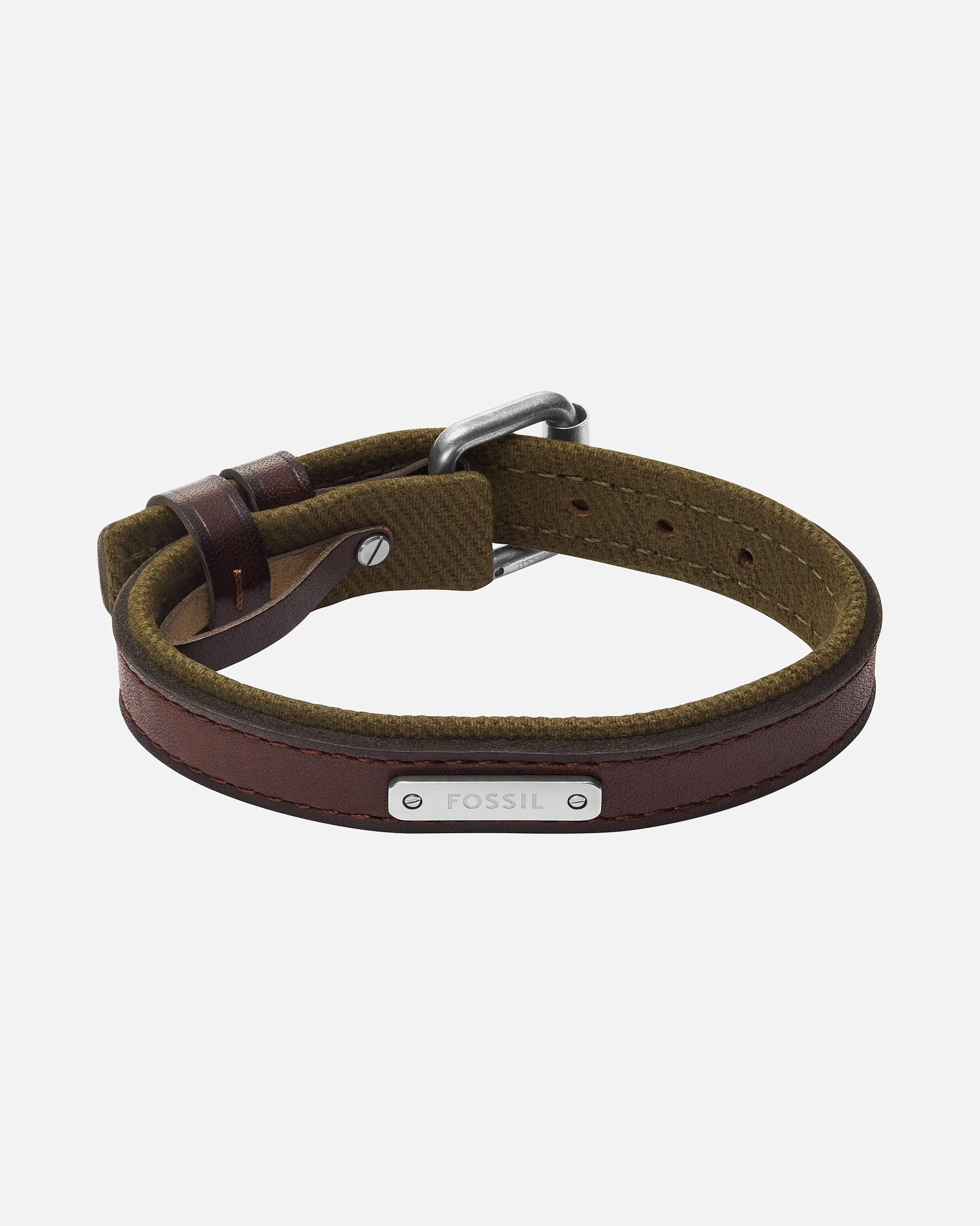 Armband für Männlich Fossil Armband Leder, Metall braun