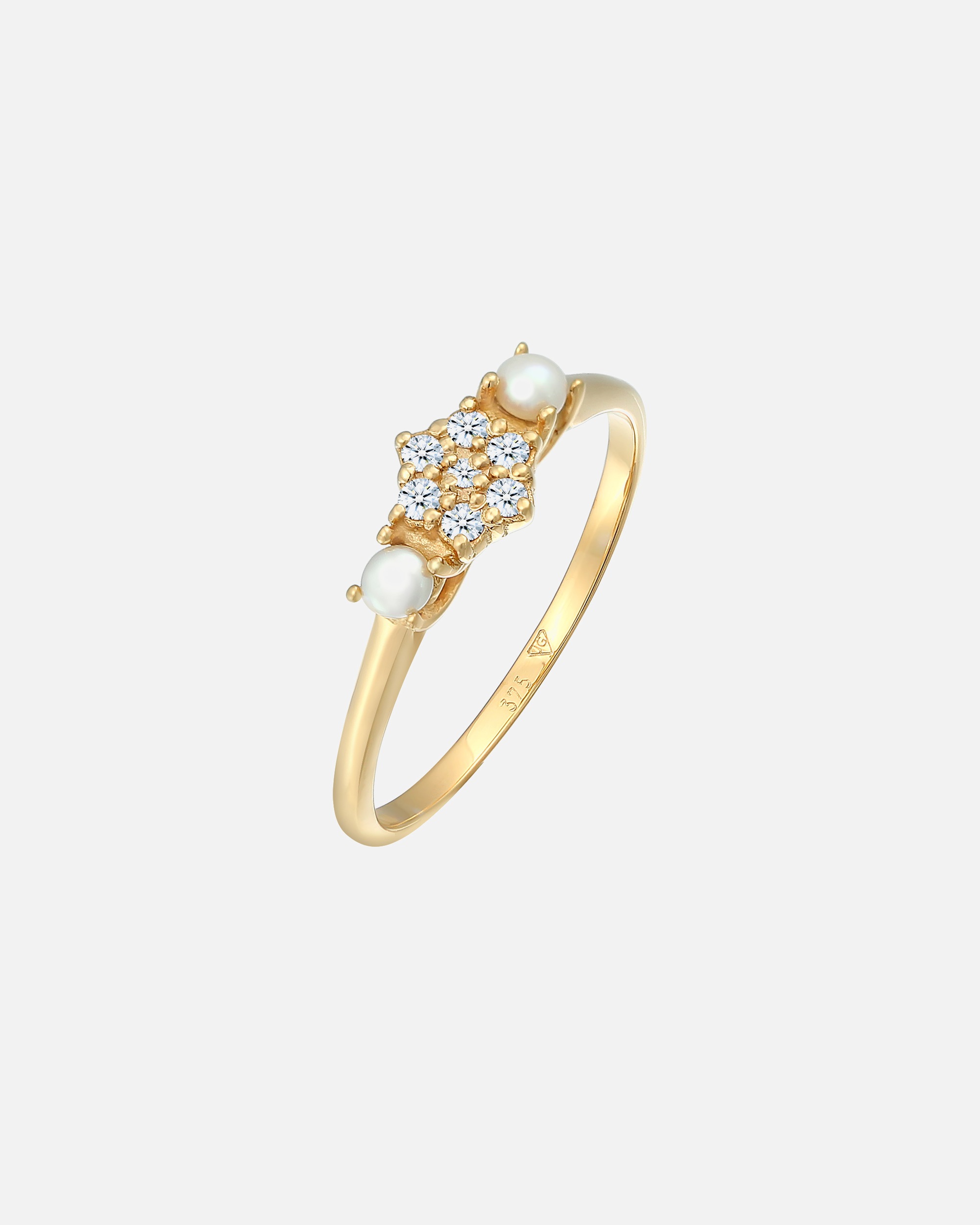 Ring für Weiblich Diamant (0.095 ct.) Süßwasserperle 375 Gelbgold 54