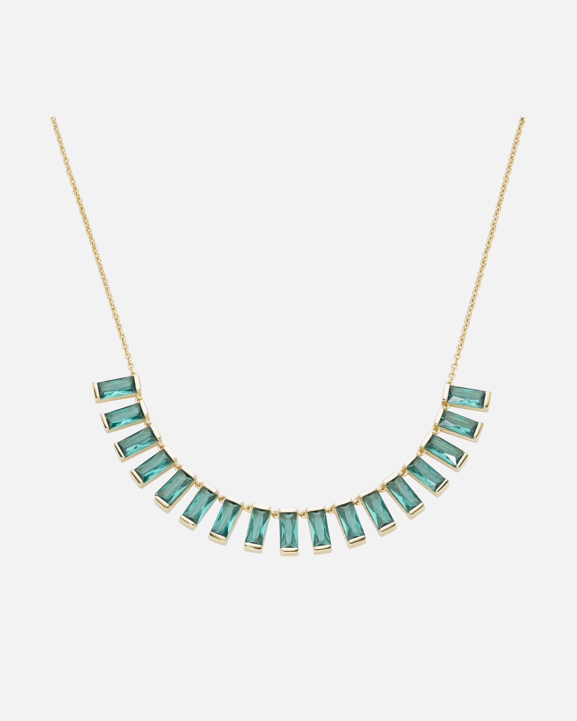 Halskette für Weiblich Giorgio Martello Milano Collier Mittelteil grüne Kristallsteine, vergoldet, Silber 925 45 cm