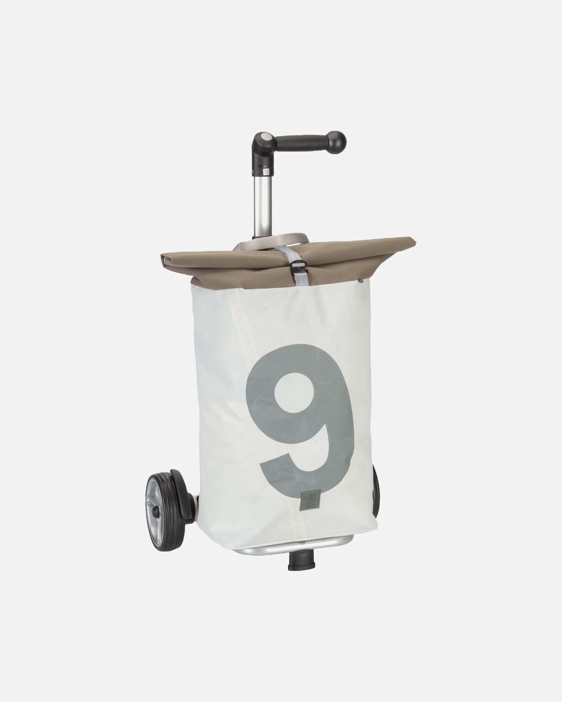 Shopper für Unisex 360Grad Einkaufstasche Steg Weiss/Taupe/Zahl 9 Hellgrau