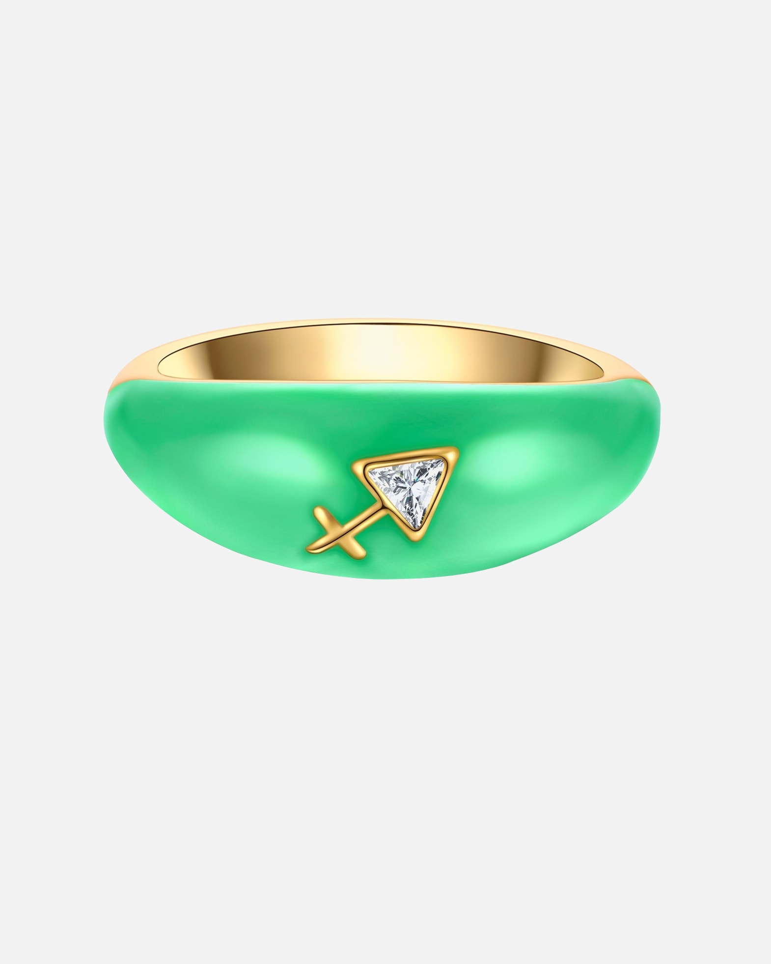 Ring für Weiblich Glanzstücke München Ring Sterling Silber gelbgold Zirkonia weiß Emaille türkis 48