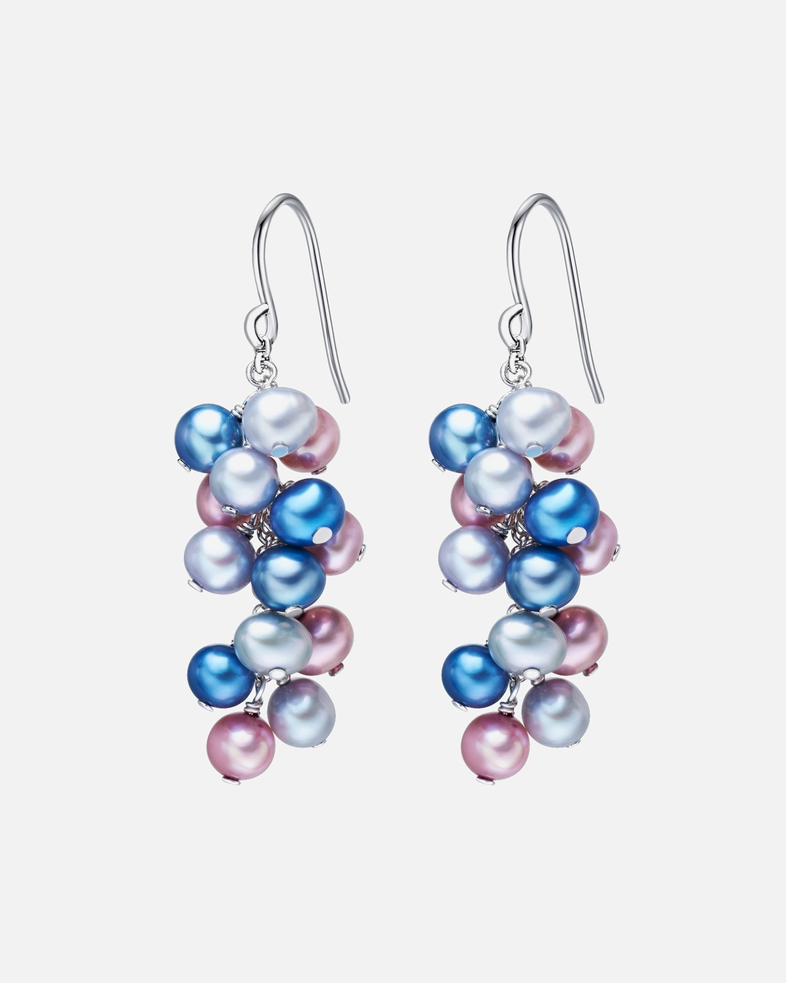 Ohrringe für Weiblich Valero Pearls Ohrhänger Sterling Silber Süßwasser-Zuchtperlen gelb braun dunkelbraun Wasserfalloptik 1 Stück