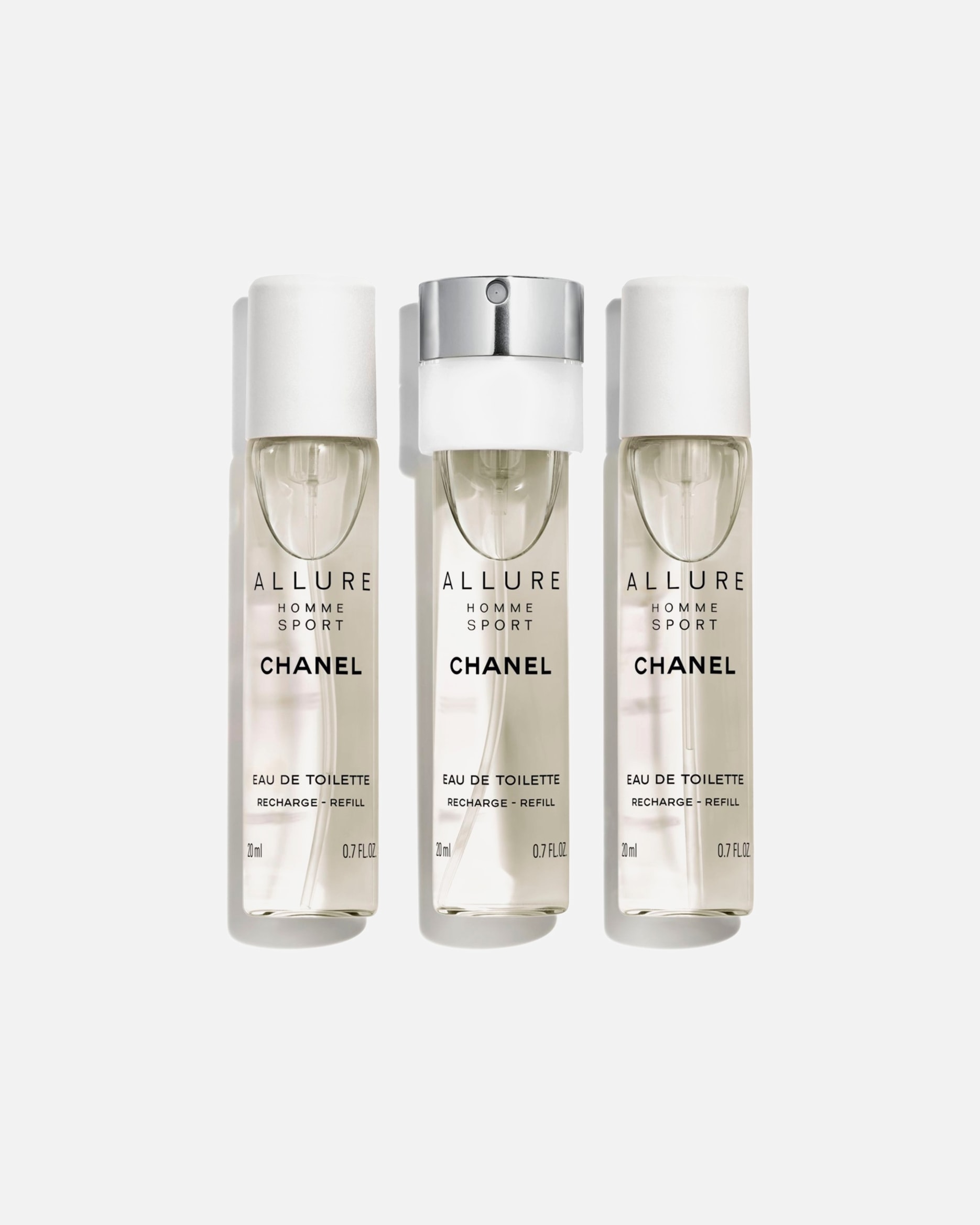 Eau de Toilette für Männlich CHANEL ALLURE HOMME SPORT TWIST AND SPRAY FLACON RECHARGEABLE 3 x 20 ml - EAU DE TOILETTE 60 ml