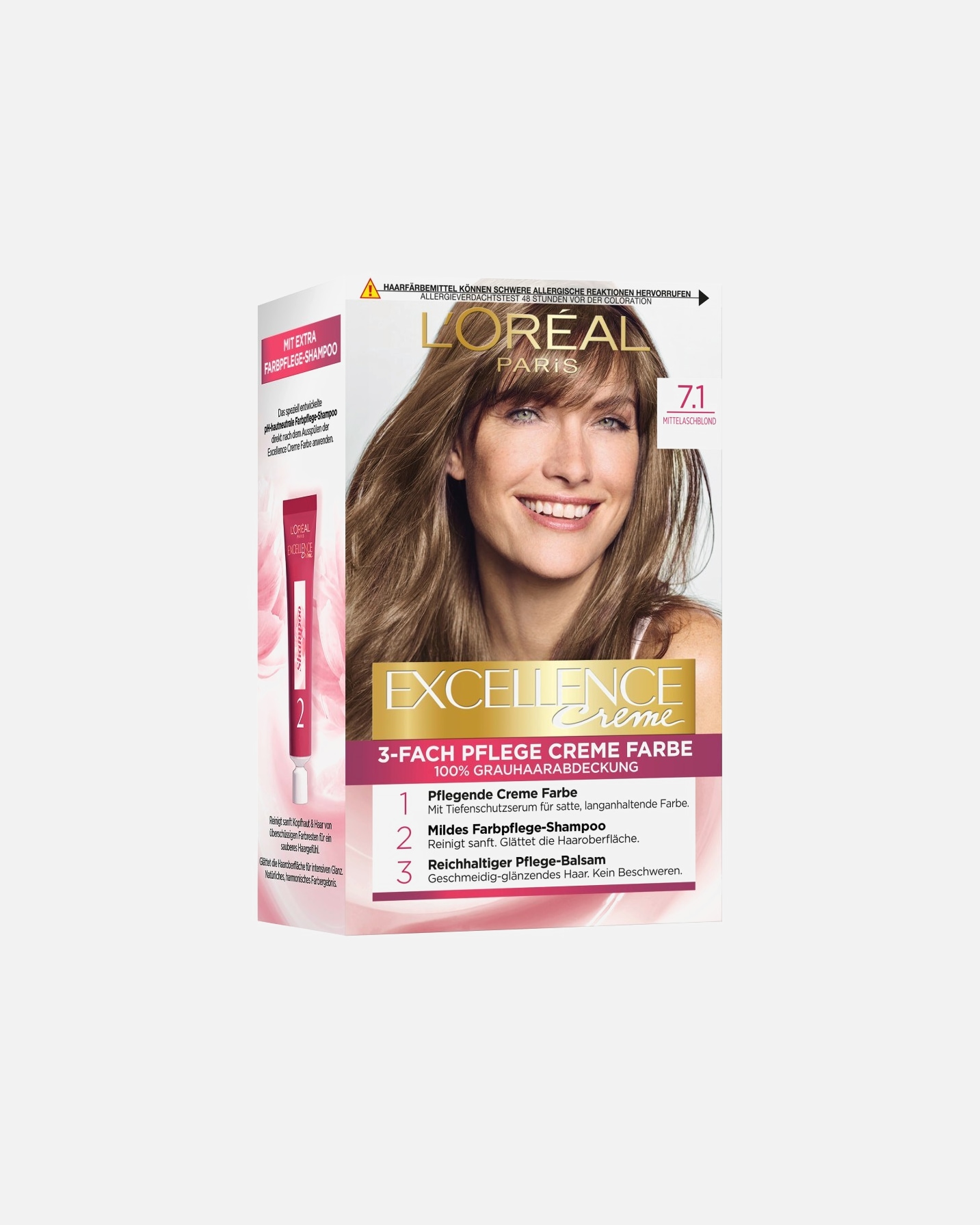 Haarfarbe für Weiblich L’Oréal Paris Excellence Crème 7 10 - MITTELASCHBLOND