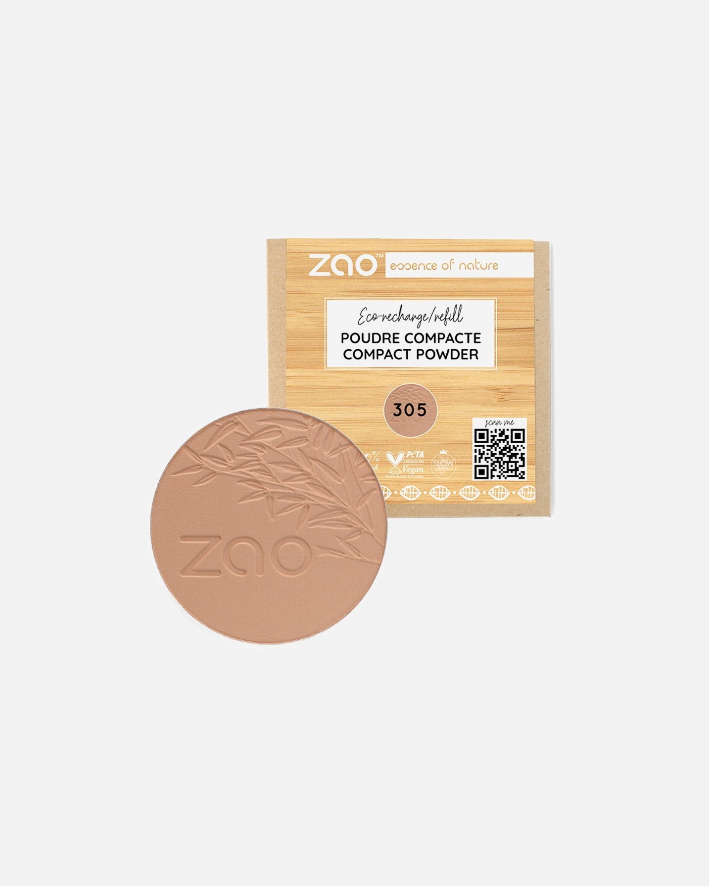 Puder für Unisex ZAO Bamboo Compact Powder 305 - MILK CHOCOLATE