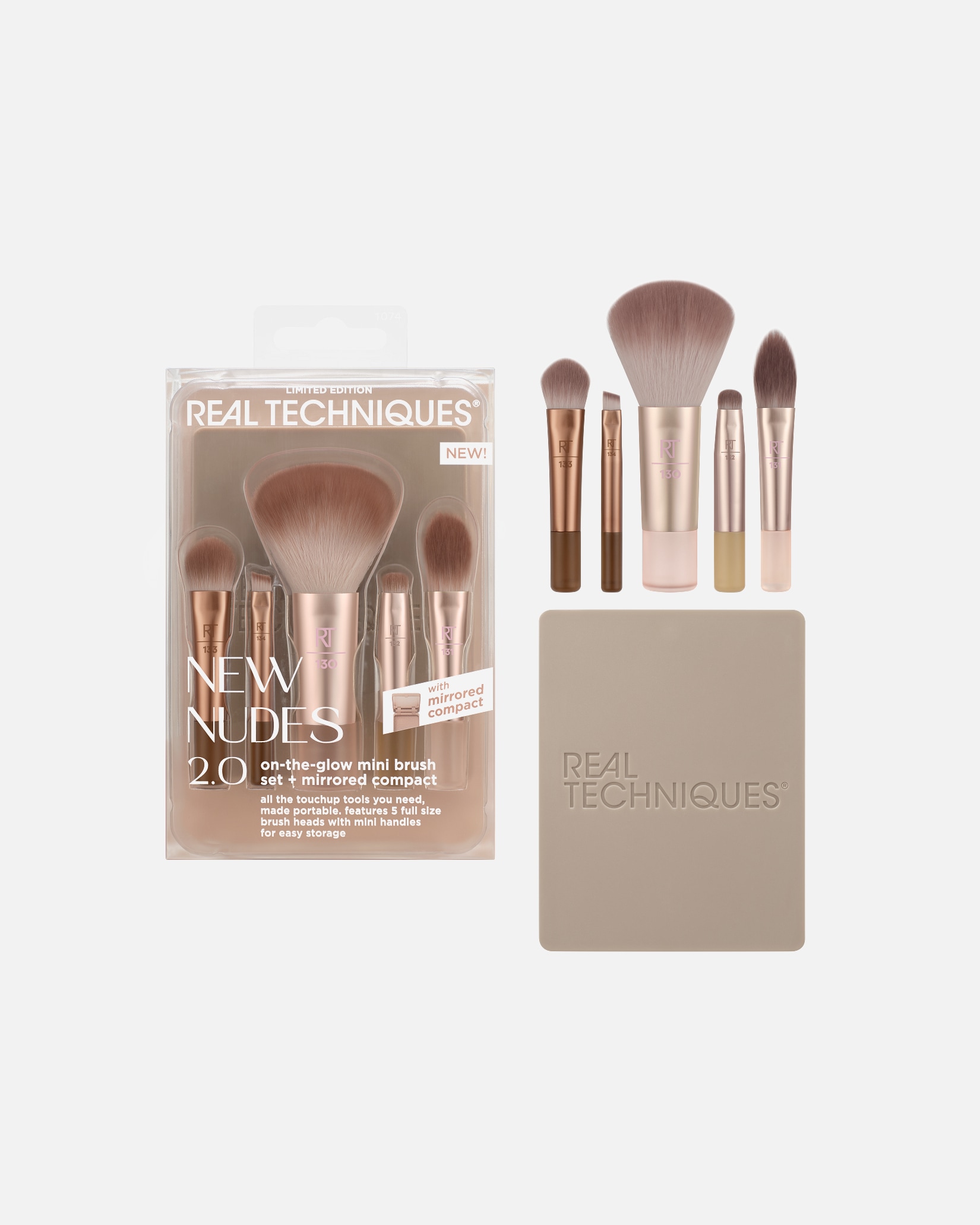 Pinselset für Unisex Real Techniques New Nudes 2.0 On-The-Glow Mini-Set