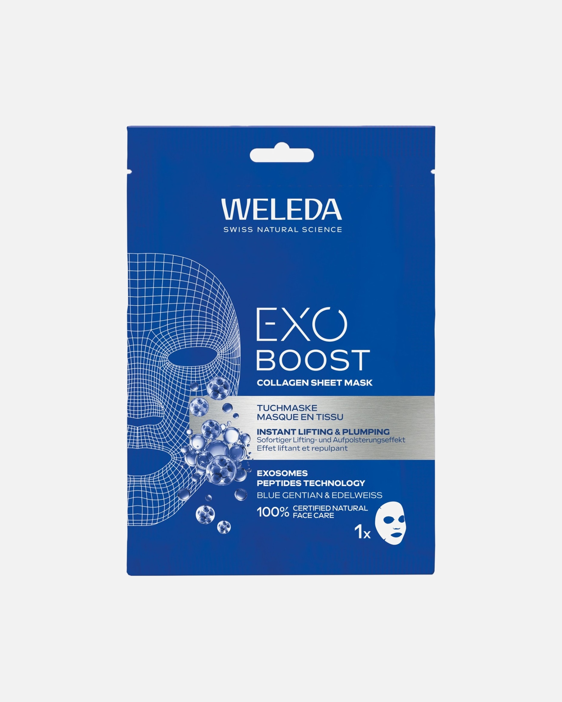 Tuchmaske für Unisex Weleda Exo Boost Blauer Enzian & Edelweiss 20 ml